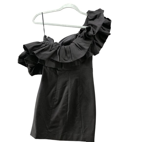 & Other Stories Off Shoulder Ruffle Mini Dress Size 6 Black (EU 36) Party - Picture 3 of 11